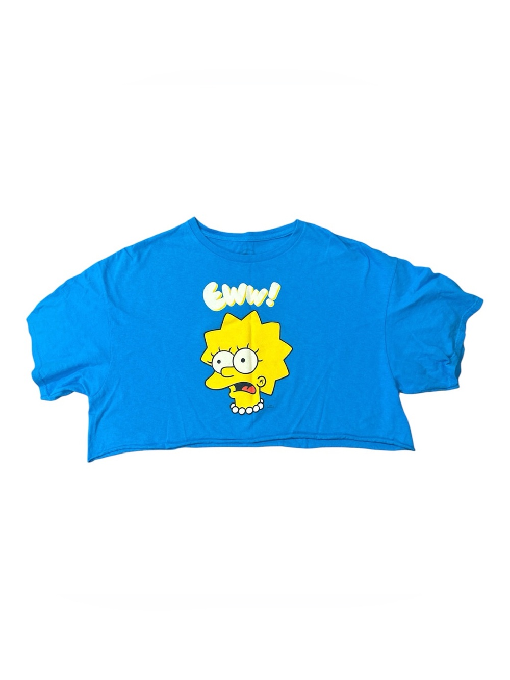 The Simpsons Blue Cropped Tee with Lisa “eww” Graphic Sz L GUC